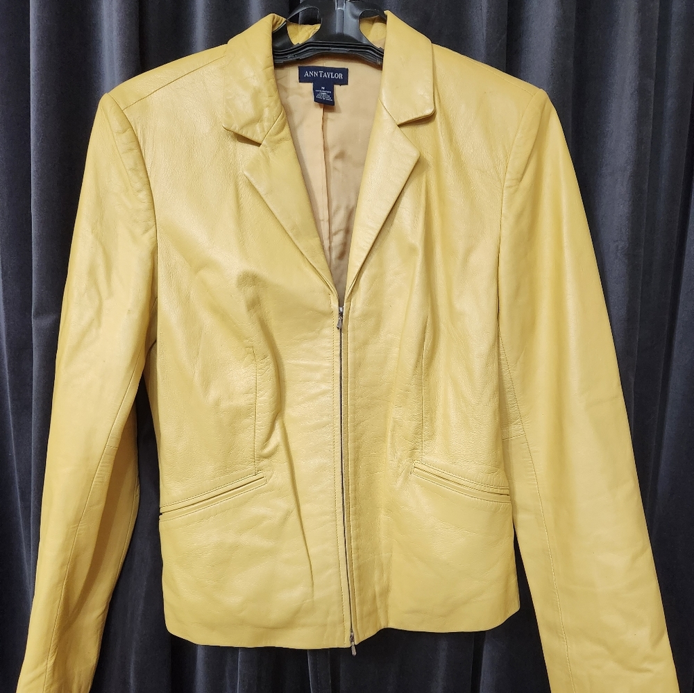 Buttery Yellow Leather Ann Taylor Blazer